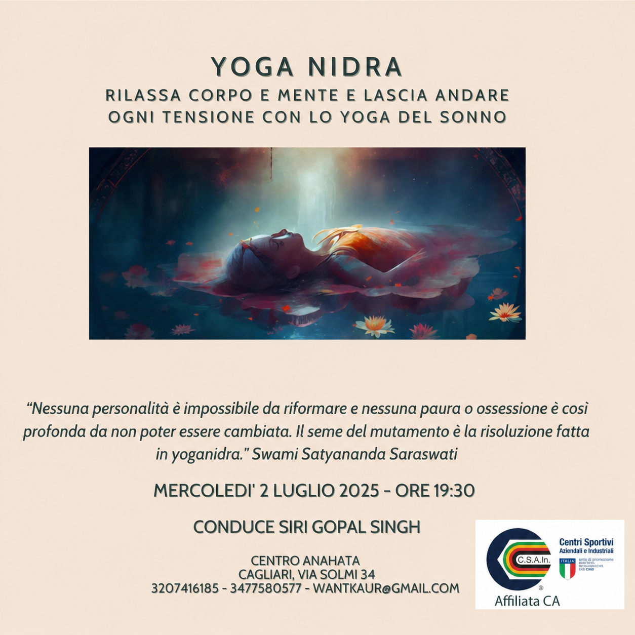 Yoga Nidra - Mercoledì 3 Luglio 2025