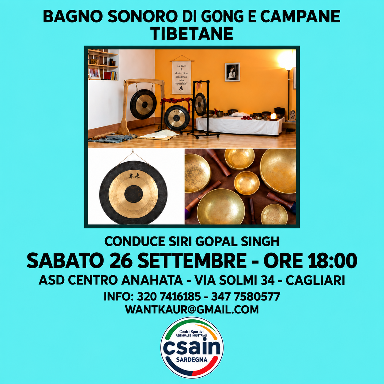Bagno Sonoro con Gong e Campane Tibetane - sabato 26 settembre 2026 Bagno Sonoro con Gong e Campane Tibetane - sabato 26 settembre 2026